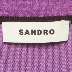 مملوكة مسبقًا Sandro Purple Stretch Velvet Button Front Cropped Coatigan XS