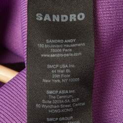 مملوكة مسبقًا Sandro Purple Stretch Velvet Button Front Cropped Coatigan XS