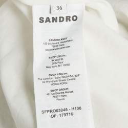 مملوكة مسبقًا Sandro Cream / Green Printed Linen Blend Back Tie up Short Dress S