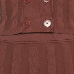 Pre Owned Sandro Brown Rib Knit Sleeveless Vest and Flared Skirt Set