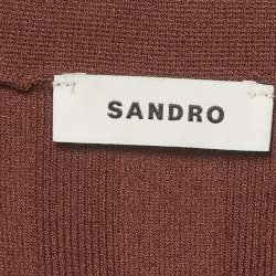 Pre Owned Sandro Brown Rib Knit Sleeveless Vest and Flared Skirt Set