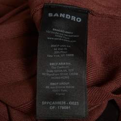 Pre Owned Sandro Brown Rib Knit Sleeveless Vest and Flared Skirt Set