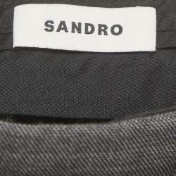 Pre Owned Sandro Grey Wool Blend High Waisted Trousers M