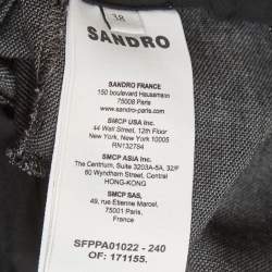 Pre Owned Sandro Grey Wool Blend High Waisted Trousers M