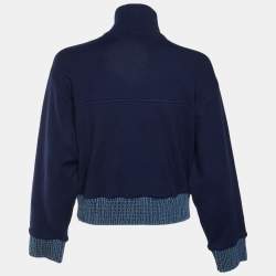 Pre Owned Sandro Navy Blue Denim Mix Short Jacket M