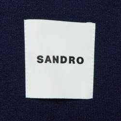 Pre Owned Sandro Navy Blue Denim Mix Short Jacket M