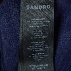 Pre Owned Sandro Navy Blue Denim Mix Short Jacket M