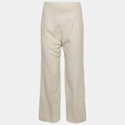Pre Owned Sandro Beige Canvas Wide Leg Trouser S
