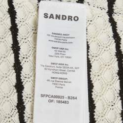 مملوكة مسبقًا Sandro White/Black Stripe Crochet Cropped Cardigan S