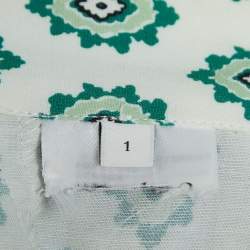 Sandro White/Green Print Cotton Tiered Midi Skirt S