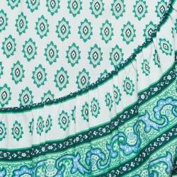 Sandro White/Green Print Cotton Tiered Midi Skirt S