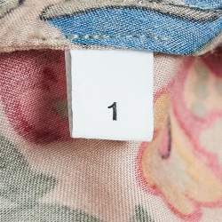 Pre Owned Sandro Multicolor Floral Print Crepe Neck Tie Detail Midi Dress S