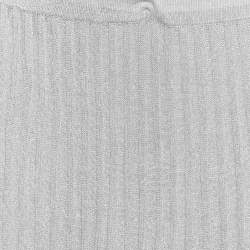 Pre Owned Sandro Silver Shimmer Effect Synthetic Pleated Midi Skirt S 