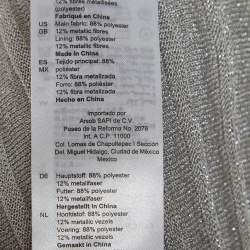 Pre Owned Sandro Silver Shimmer Effect Synthetic Pleated Midi Skirt S 