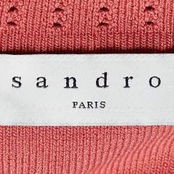 Sandro Coral Pink Eyelet Knit Etor Pleated Dress M