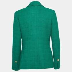 Pre Owned Sandro Green Tweed Double-Breasted Blazer M