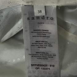 Pre Owned Sandro Green Tweed Double-Breasted Blazer M