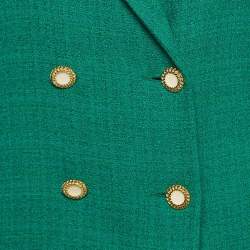 Pre Owned Sandro Green Tweed Double-Breasted Blazer M