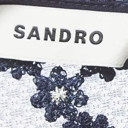 Pre Owned Sandro Navy Blue Lace Embellished Lucianita Mini Dress S