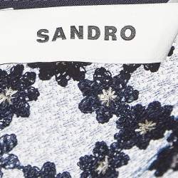 Pre Owned Sandro Navy Blue Lace Embellished Lucianita Mini Dress S