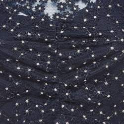 Pre Owned Sandro Navy Blue Lace Embellished Lucianita Mini Dress S