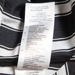 Pre Owned Sandro Black/White Striped Crepe Midi Shirt Dress M