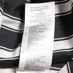 Pre Owned Sandro Black/White Striped Crepe Midi Shirt Dress M