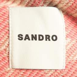 Sandro Pink Houndstooth Knitted Jacket S