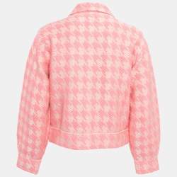 Sandro Pink Houndstooth Knitted Jacket S