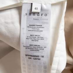 Sandro Beige Cotton Belted Wide-Leg Trousers L
