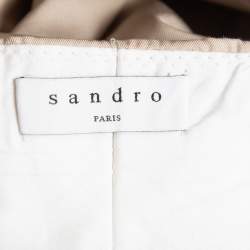 Sandro Beige Cotton Belted Wide-Leg Trousers L