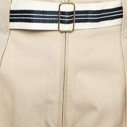 Sandro Beige Cotton Belted Wide-Leg Trousers L