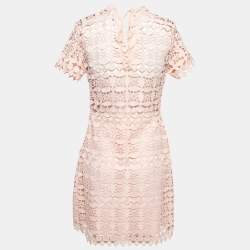 Sandro Pink Floral Pattern Lace Tie-Up Detail Mini Dress S