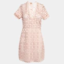 Sandro Pink Floral Pattern Lace Tie-Up Detail Mini Dress S