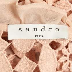 Sandro Pink Floral Pattern Lace Tie-Up Detail Mini Dress S