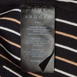 Pre Owned Sandro Black Embroidered Knit Mid-Length Dress M