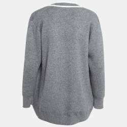 Sandro Grey Contrast Stripe Edge Knit Long sleeve Cardigan S