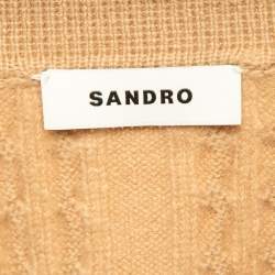 Sandro Beige Wool Cable Knit Zipper Crop Cardigan XL