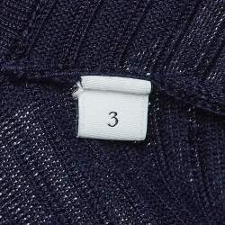 Pre Owned Sandro Navy Blue Rib Knit Short Sleeve Polo T-Shirt L