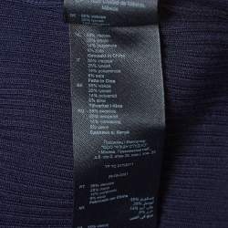 Pre Owned Sandro Navy Blue Rib Knit Short Sleeve Polo T-Shirt L