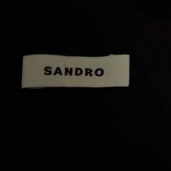 Sandro Black Crystal Embellished Linen Blend Cut-Out Detail Mini Dress S