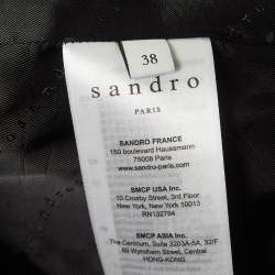 Sandro Navy Blue Wool Crest Patch Detail Short Blazer M