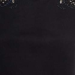 Sandro Black Cotton Knit Crystal Embellished T-Shirt S