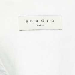 Pre Owned Sandro Blue Striped Cotton & Lace Shirt S