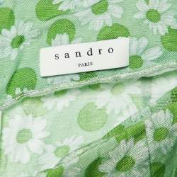 Sandro Green Printed Linen-Blend Skirt L