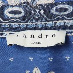 Pre Owned Sandro Blue Printed Silk Shirt M