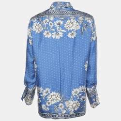 Pre Owned Sandro Blue Printed Silk Shirt M