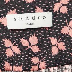 Pre Owned Sandro Black Printed Satin Maxi Dress M