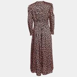 Pre Owned Sandro Black Printed Satin Maxi Dress M