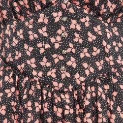 Pre Owned Sandro Black Printed Satin Maxi Dress M